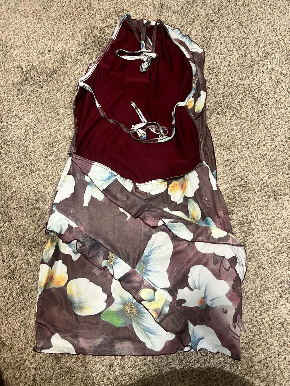 COSMINA Floral Print Ruffled Halter Mini Dress - Picture 2 of 3